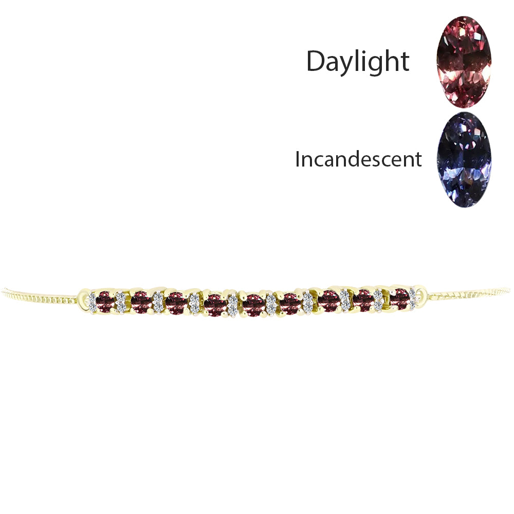 Goldplattiertes Silberarmband mit farbwechselndem Granat aus Bekily und weißem Topas 2 