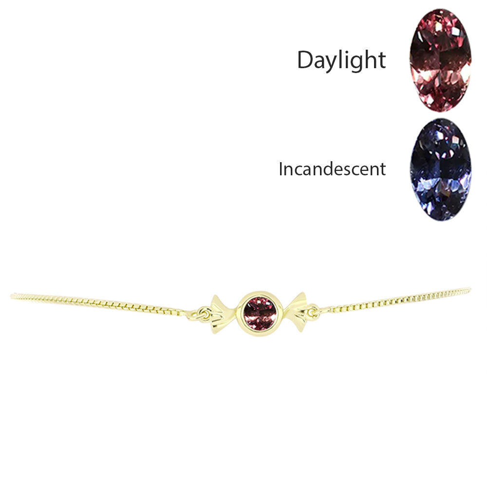 Goldplattiertes Silberarmband mit farbwechselndem Granat aus Bekily 2 