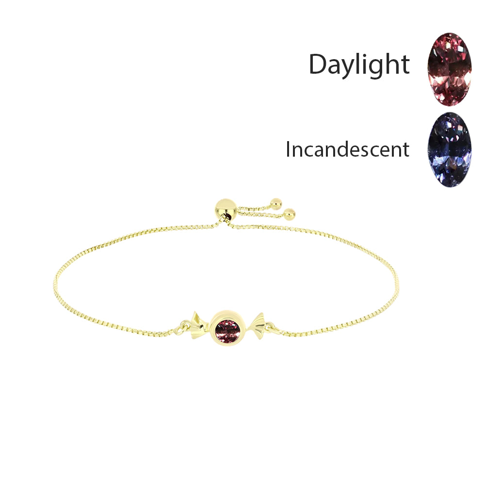 Goldplattiertes Silberarmband mit farbwechselndem Granat aus Bekily