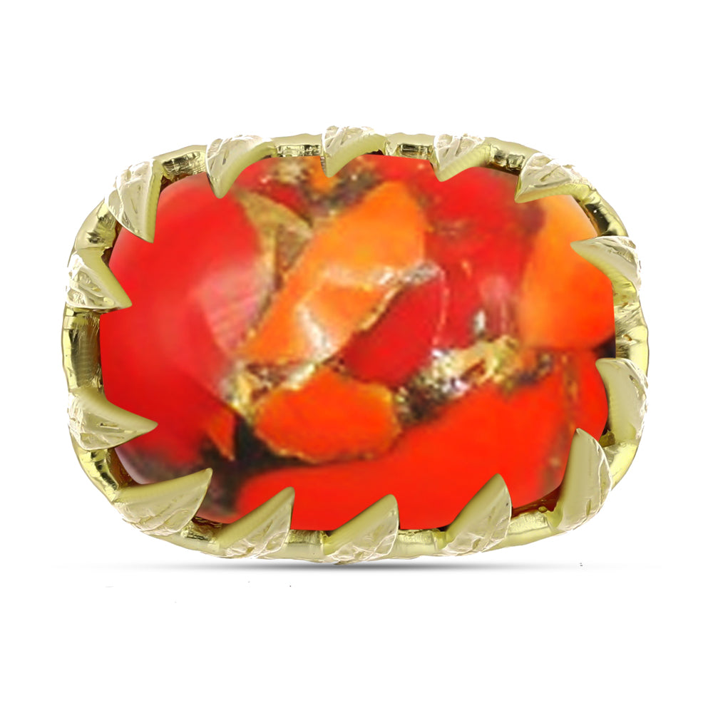 Goldplattierter Silberring mit Mohave-Türkis 1 