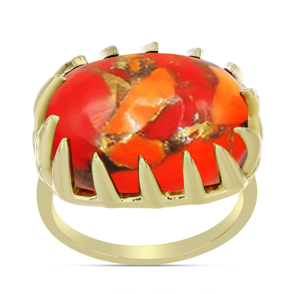 Goldplattierter Silberring mit Mohave-Türkis