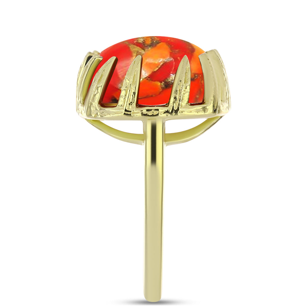 Goldplattierter Silberring mit Mohave-Türkis