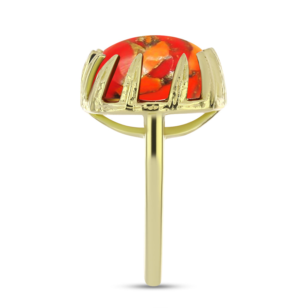 Goldplattierter Silberring mit Mohave-Türkis 4 