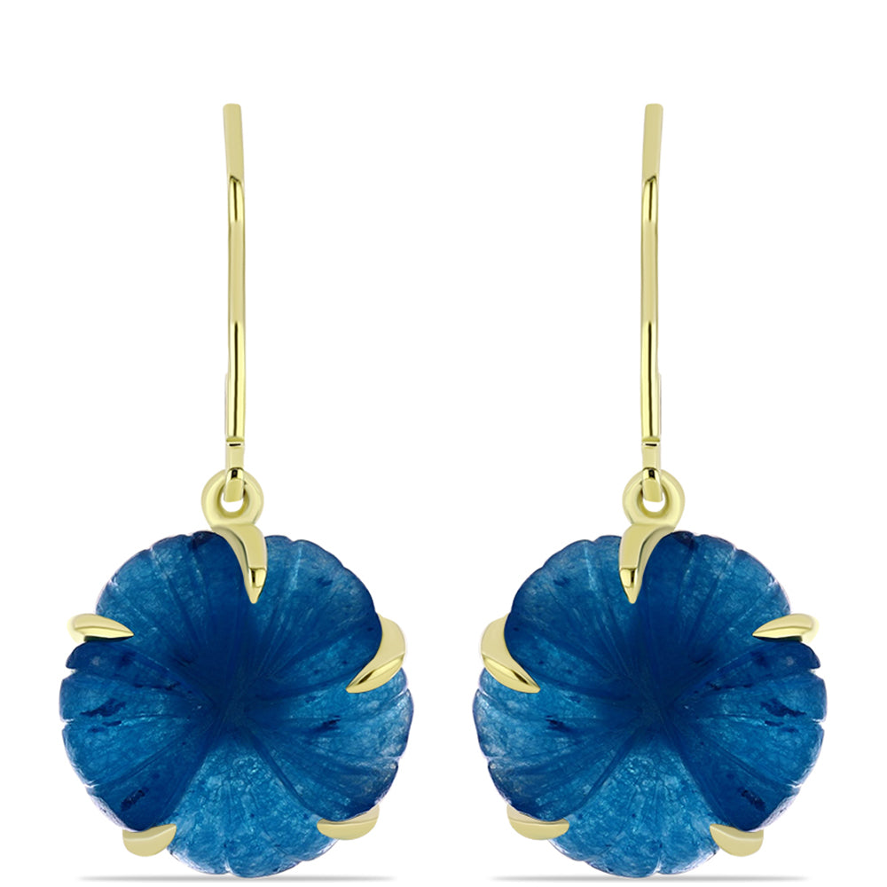 Goldplattierte Silberohrringe mit blauem Jade