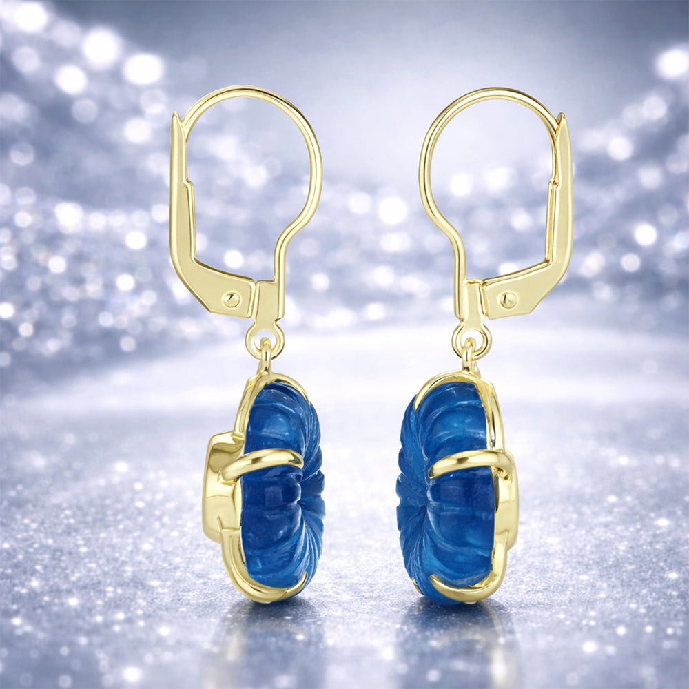Goldplattierte Silberohrringe mit blauem Jade 4 