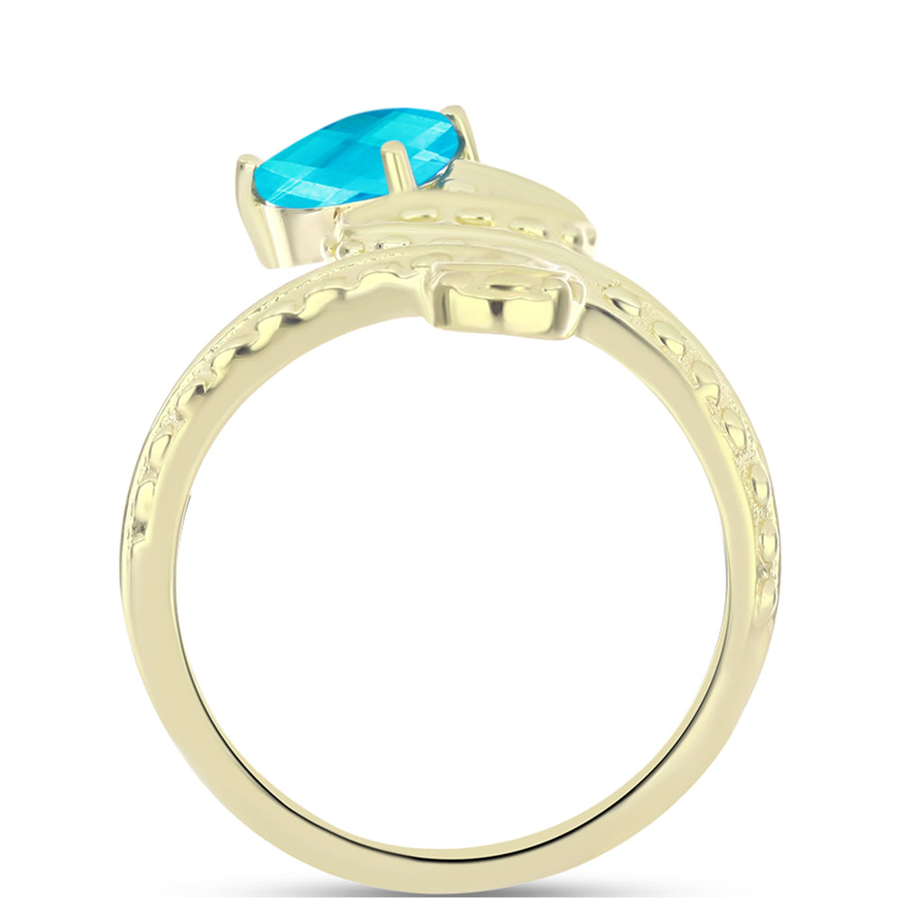 Goldplattierter Silberring mit blauem Jade