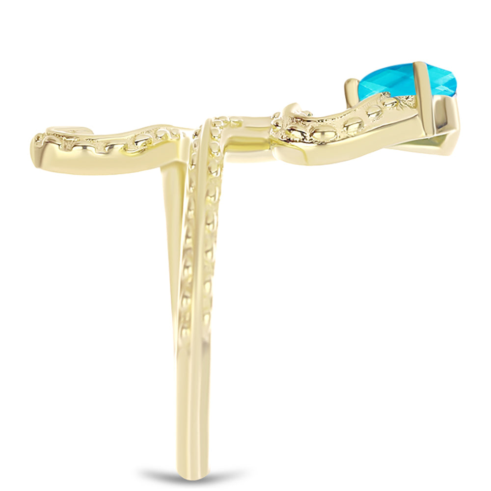 Goldplattierter Silberring mit blauem Jade 4 