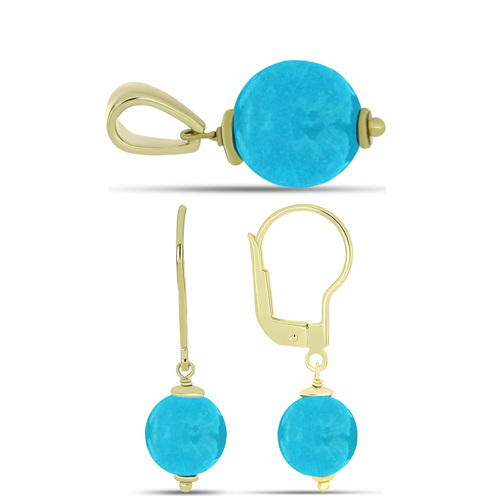 schmuckgarnitur aus Goldplattierte Silber mit blauem Jade