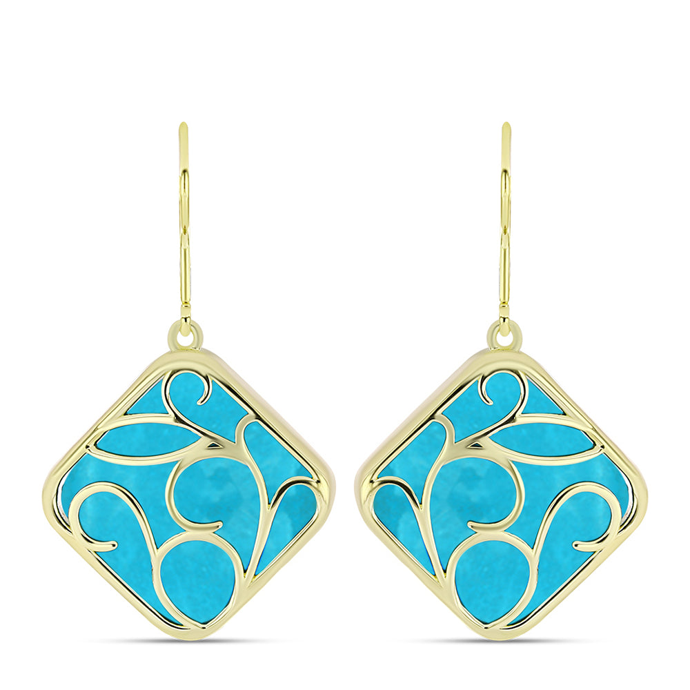 Goldplattierte Silberohrringe mit blauem Jade 1 