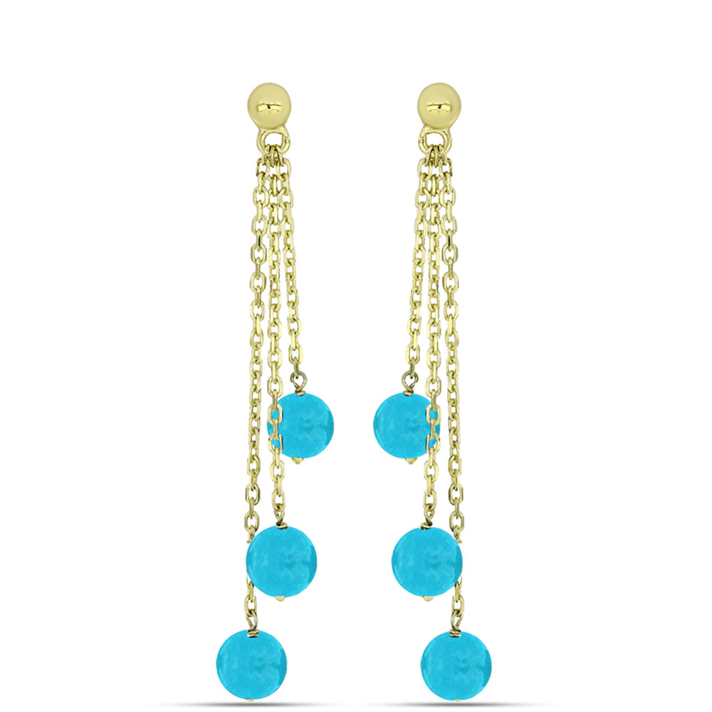 Goldplattierte Silberohrringe mit blauem Jade 1 