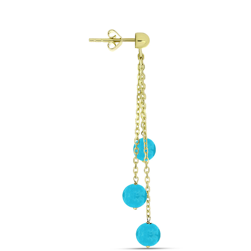 Goldplattierte Silberohrringe mit blauem Jade