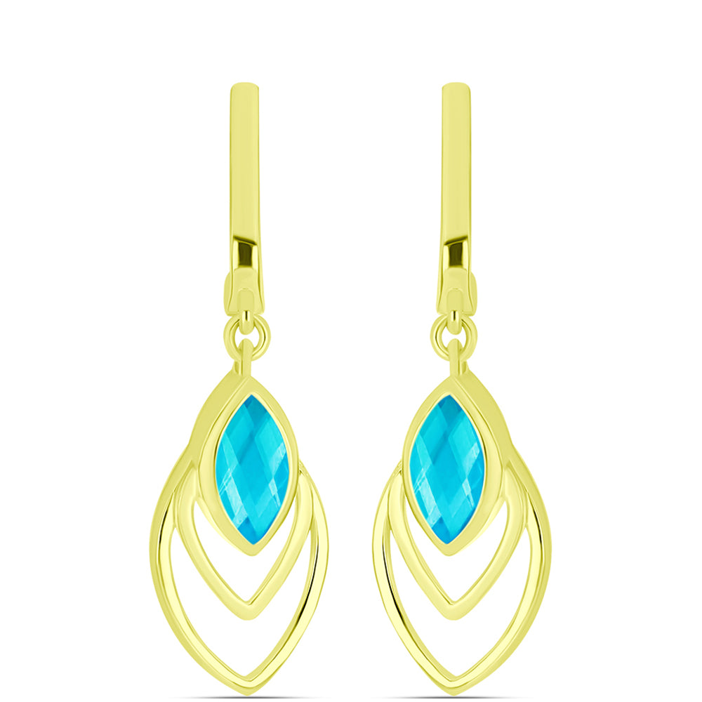 Goldplattierte Silberohrringe mit blauem Jade 1 