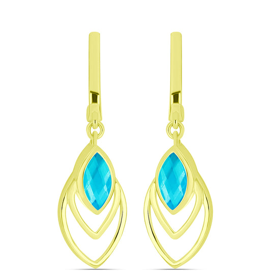 Goldplattierte Silberohrringe mit blauem Jade