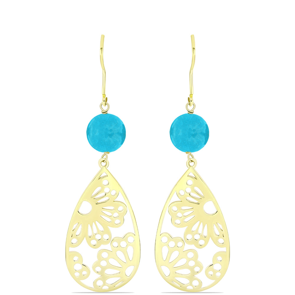 Goldplattierte Silberohrringe mit blauem Jade