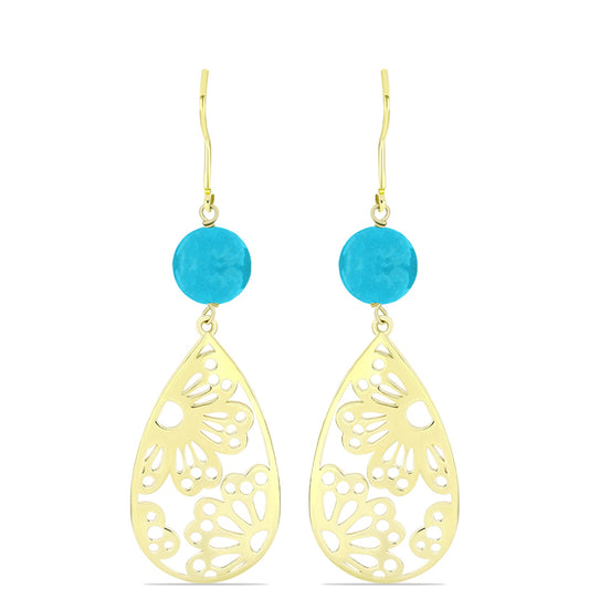 Goldplattierte Silberohrringe mit blauem Jade