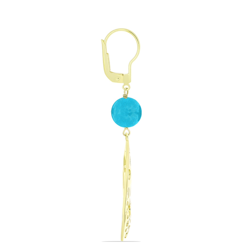 Goldplattierte Silberohrringe mit blauem Jade 2 