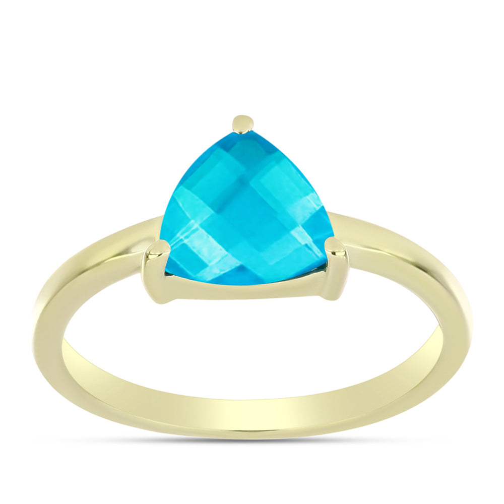 Goldplattierter Silberring mit blauem Jade