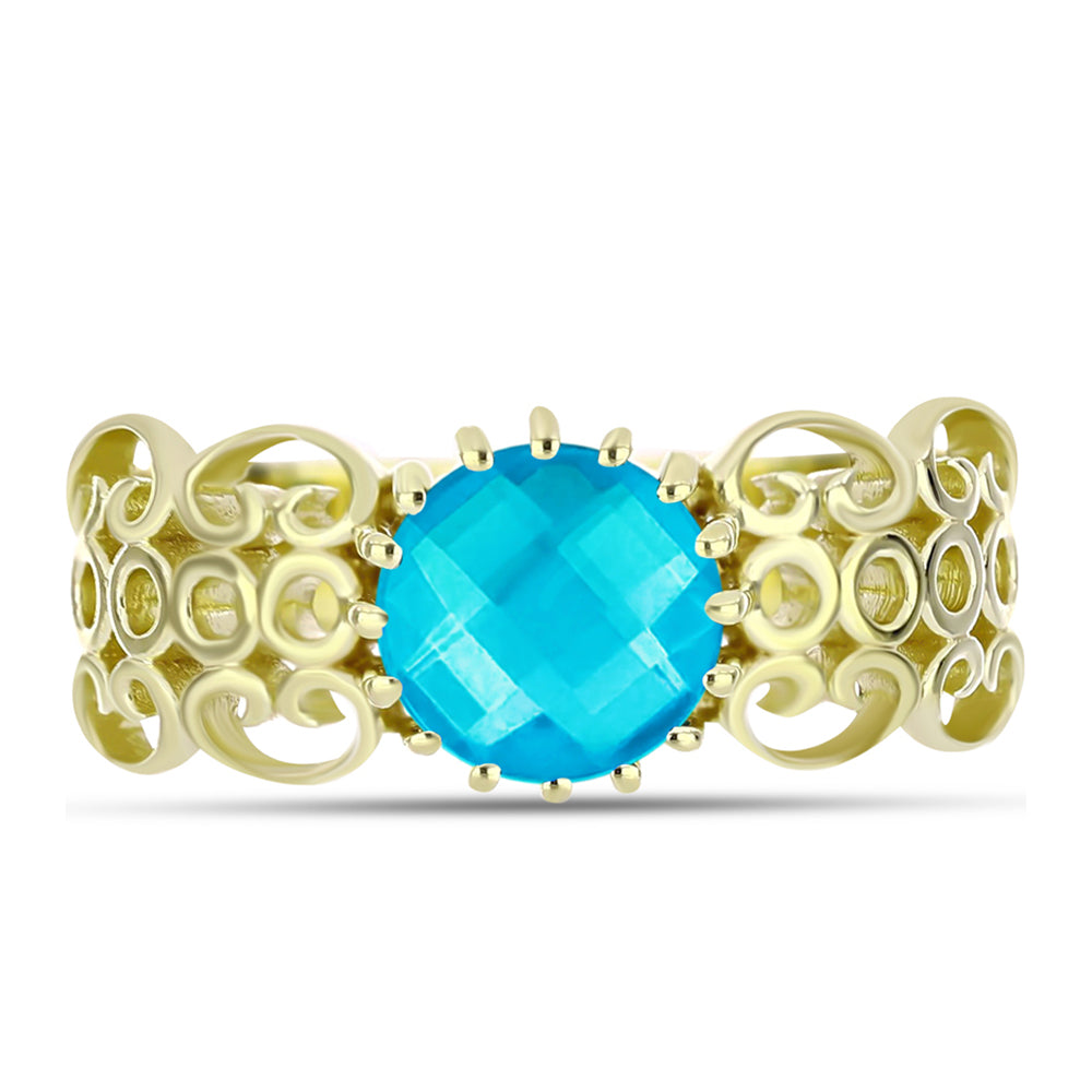 Goldplattierter Silberring mit blauem Jade