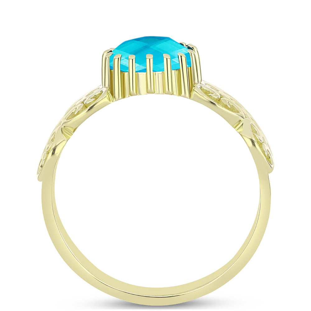 Goldplattierter Silberring mit blauem Jade