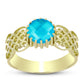 Goldplattierter Silberring mit blauem Jade