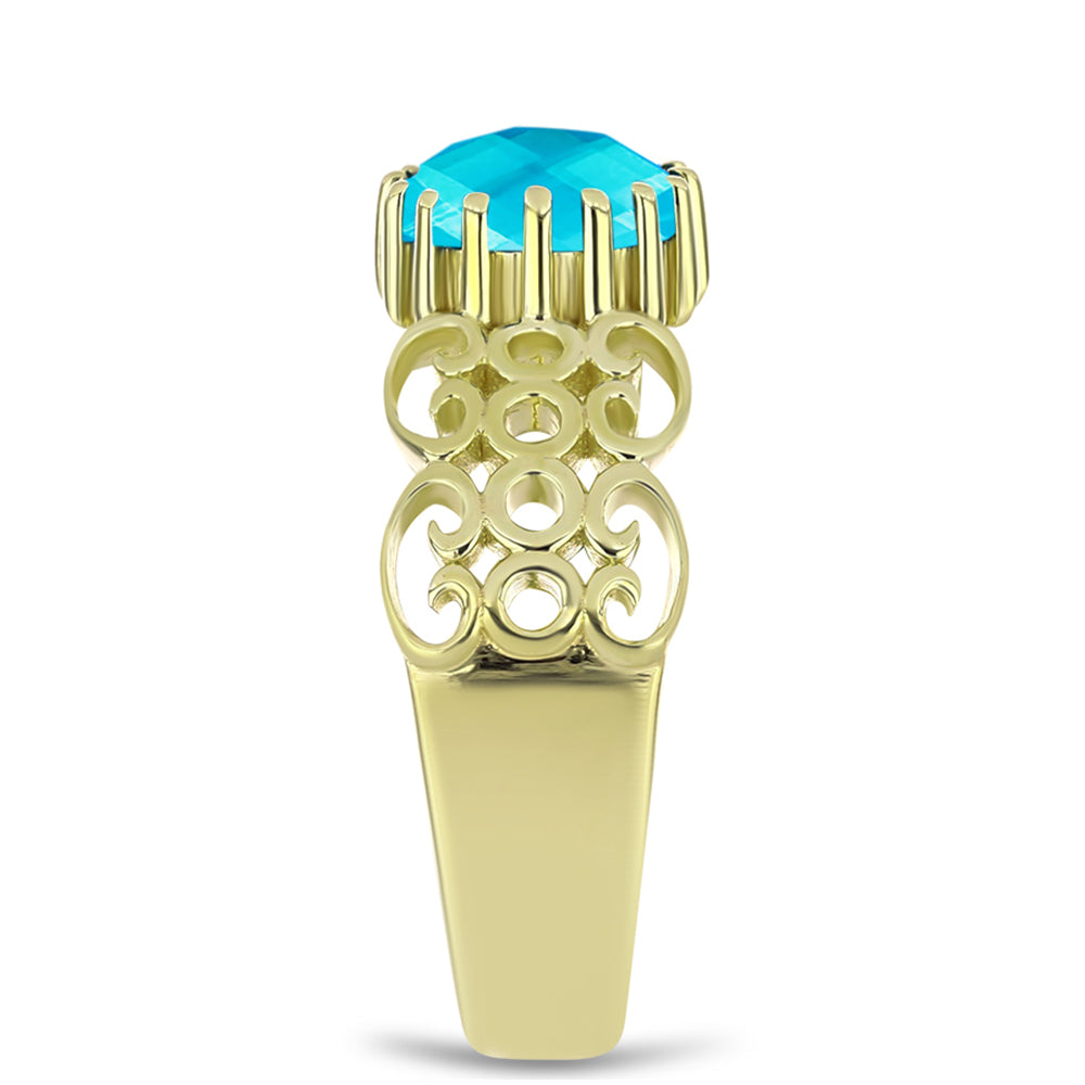 Goldplattierter Silberring mit blauem Jade 4 