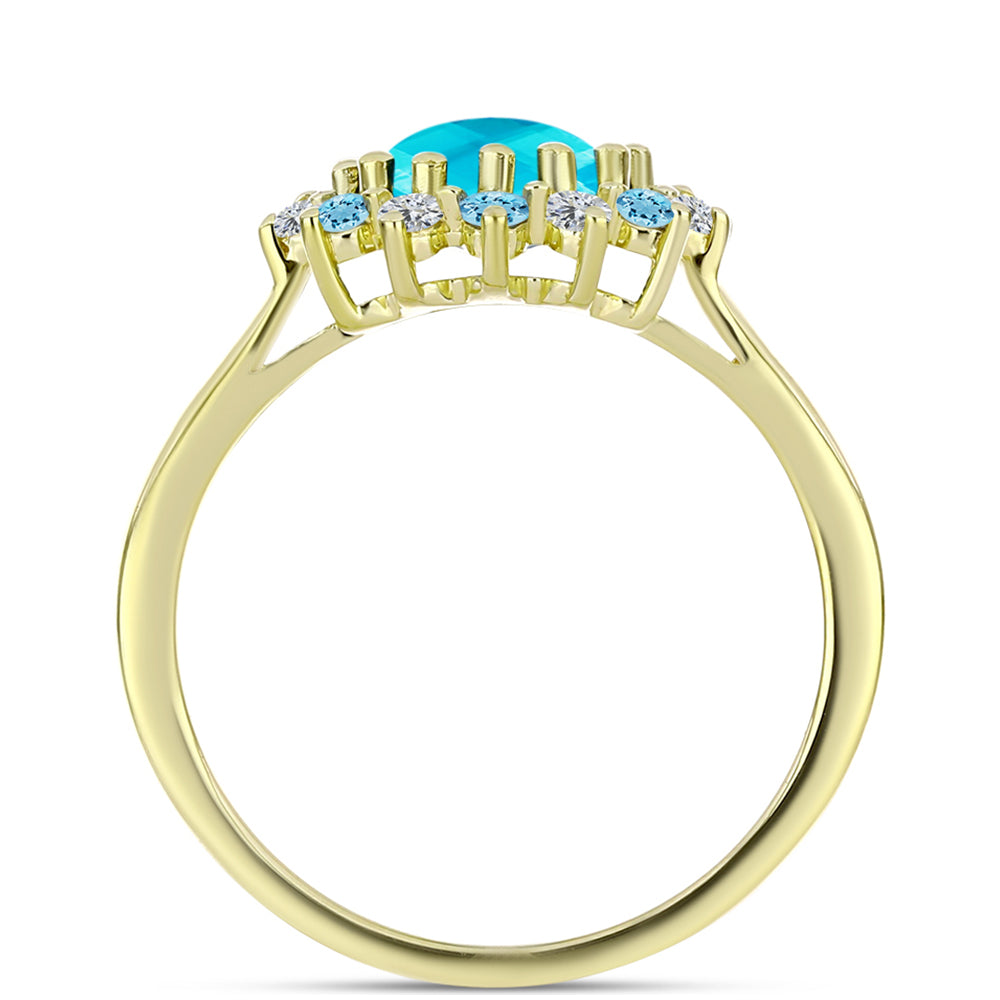 Goldplattierter Silberring mit blauem Jade