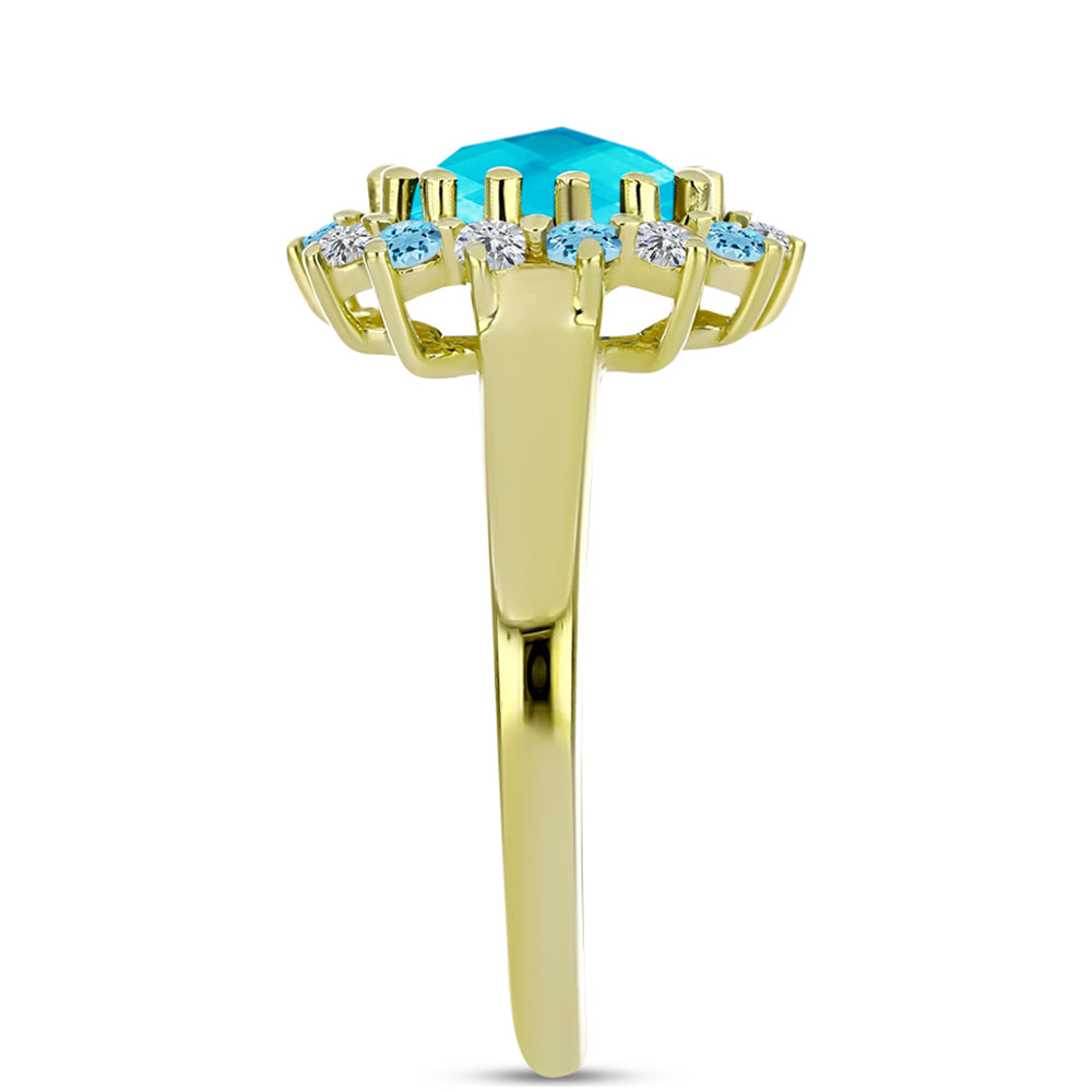Goldplattierter Silberring mit blauem Jade 4 