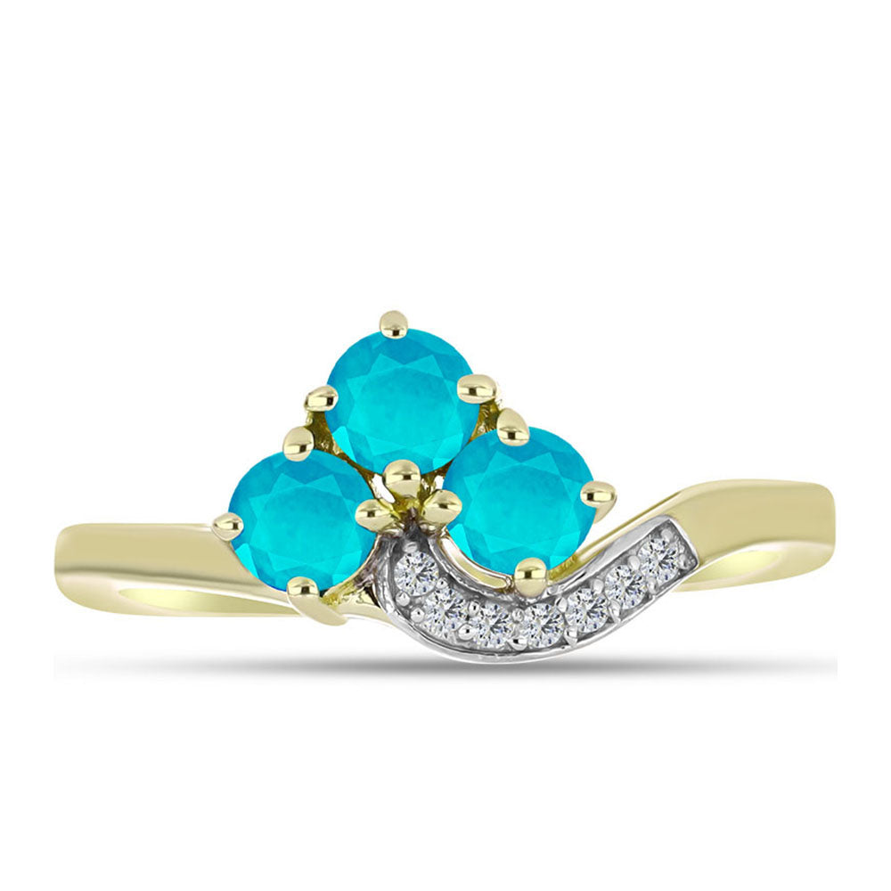 Goldplattierter Silberring mit blauem Jade und weißem Topas 1 