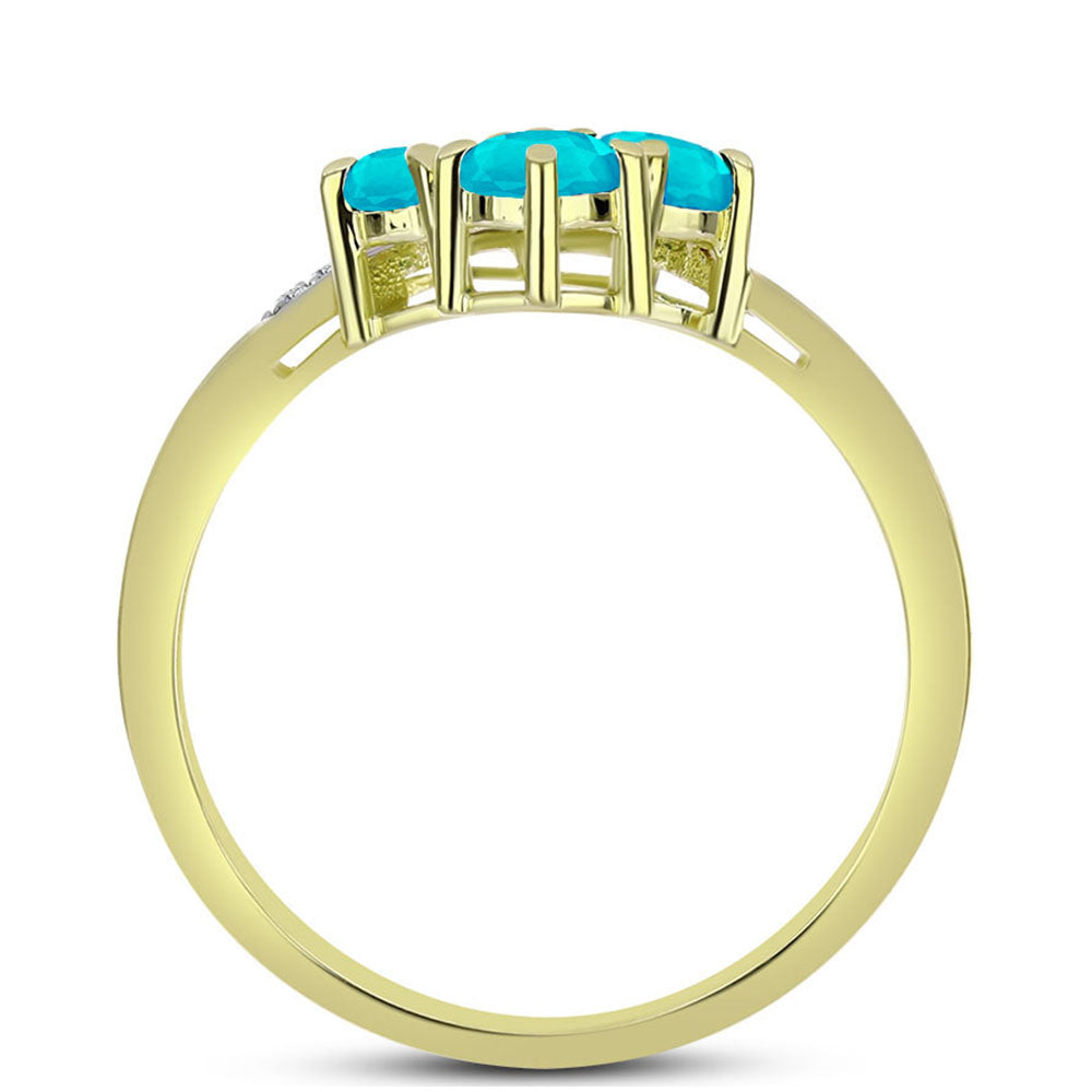 Goldplattierter Silberring mit blauem Jade und weißem Topas