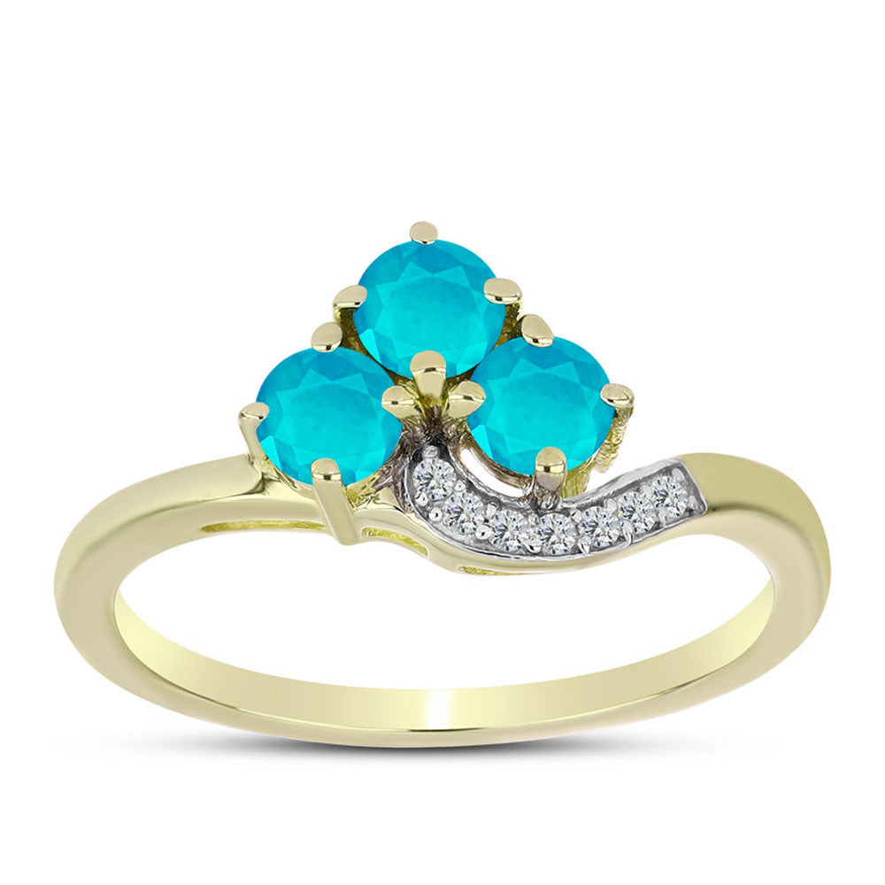 Goldplattierter Silberring mit blauem Jade und weißem Topas 3 