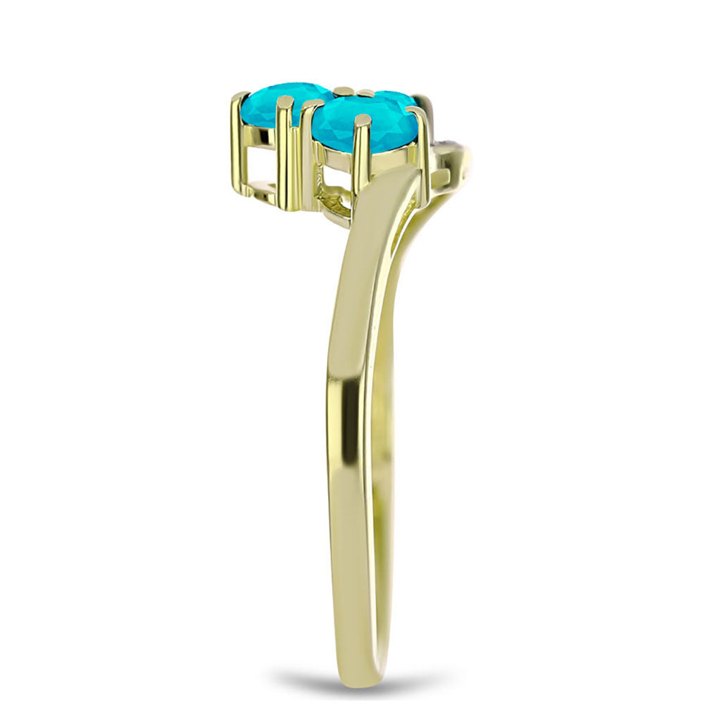Goldplattierter Silberring mit blauem Jade und weißem Topas