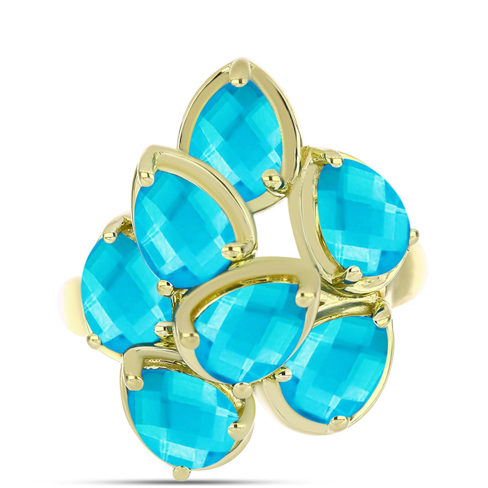 Goldplattierter Silberring mit blauem Jade