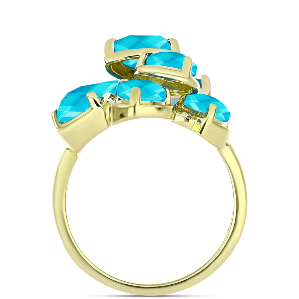 Goldplattierter Silberring mit blauem Jade