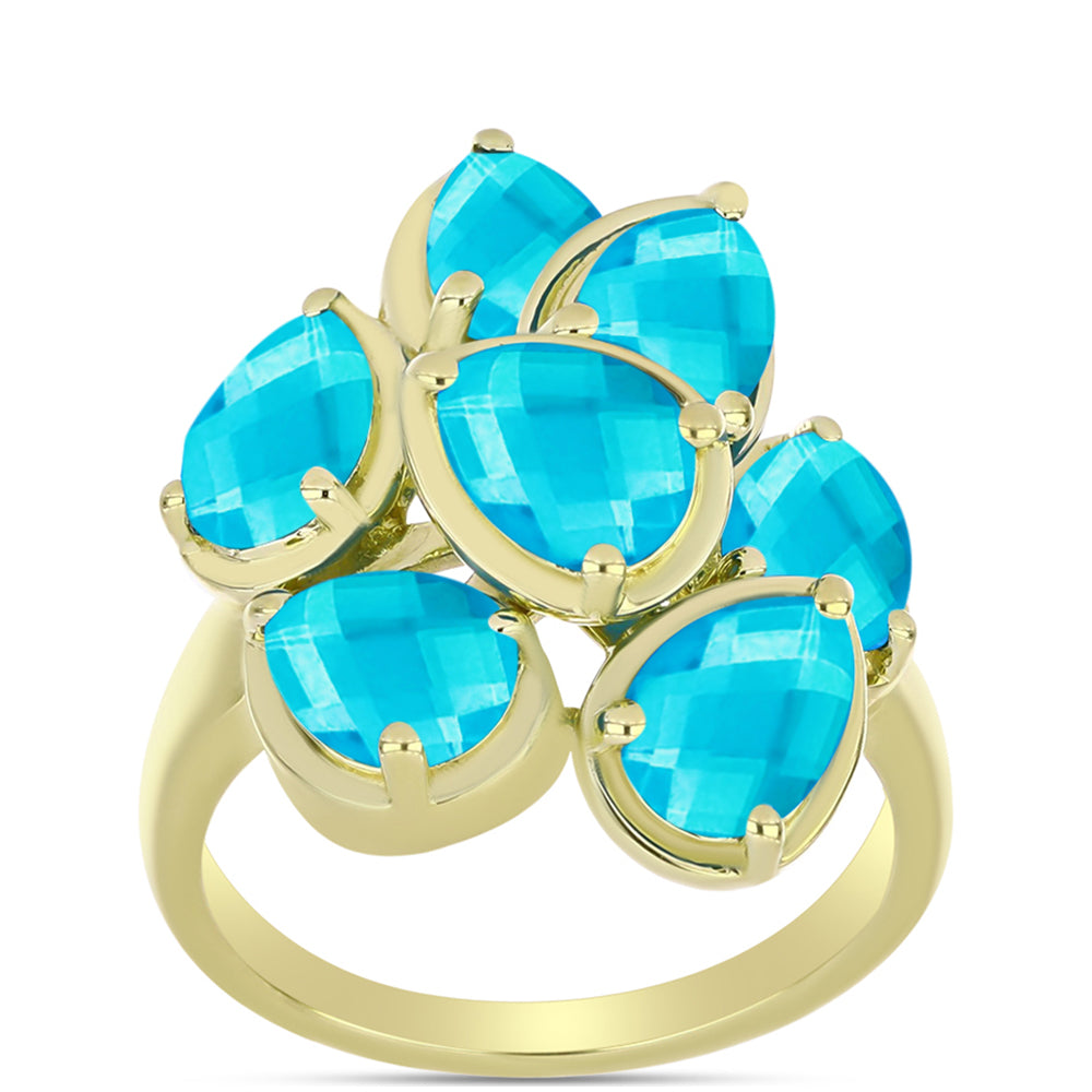 Goldplattierter Silberring mit blauem Jade