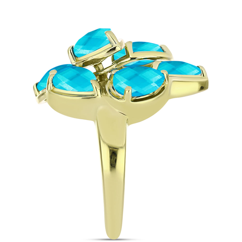 Goldplattierter Silberring mit blauem Jade