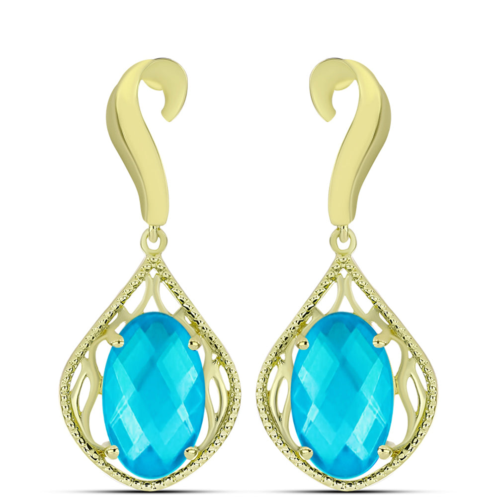 Goldplattierte Silberohrringe mit blauem Jade 1 