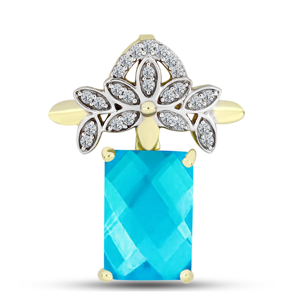 Goldplattierter Silberanhänger mit blauem Jade und weißem Topas 1 