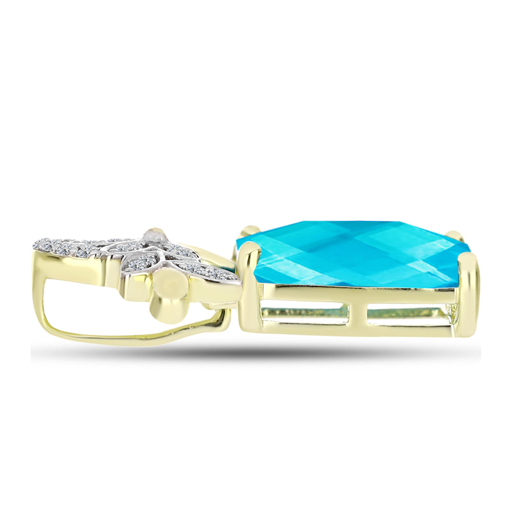 Goldplattierter Silberanhänger mit blauem Jade und weißem Topas 2 