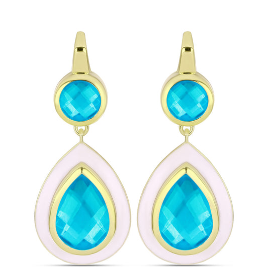 Goldplattierte Silberohrringe mit blauem Jade