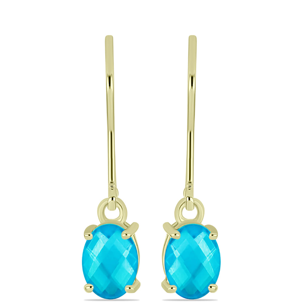 Goldplattierte Silberohrringe mit blauem Jade
