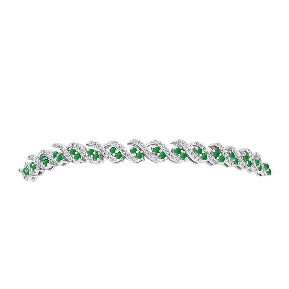 Silberarmband mit sambischem Smaragd und weißem Topas 2 