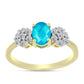 Goldplattierter Silberring mit blauem Jade und weißem Topas