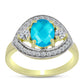 Goldplattierter Silberring mit blauem Jade und weißem Topas