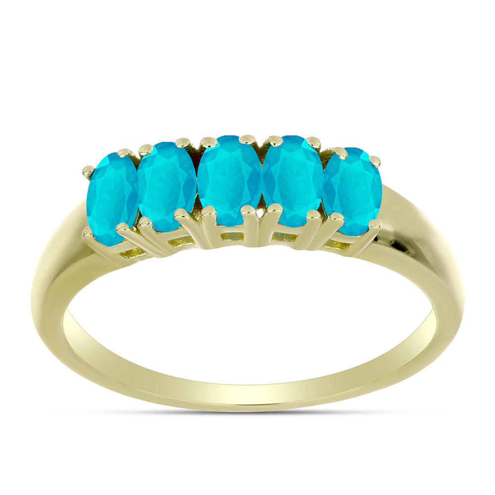 Goldplattierter Silberring mit blauem Jade 3 