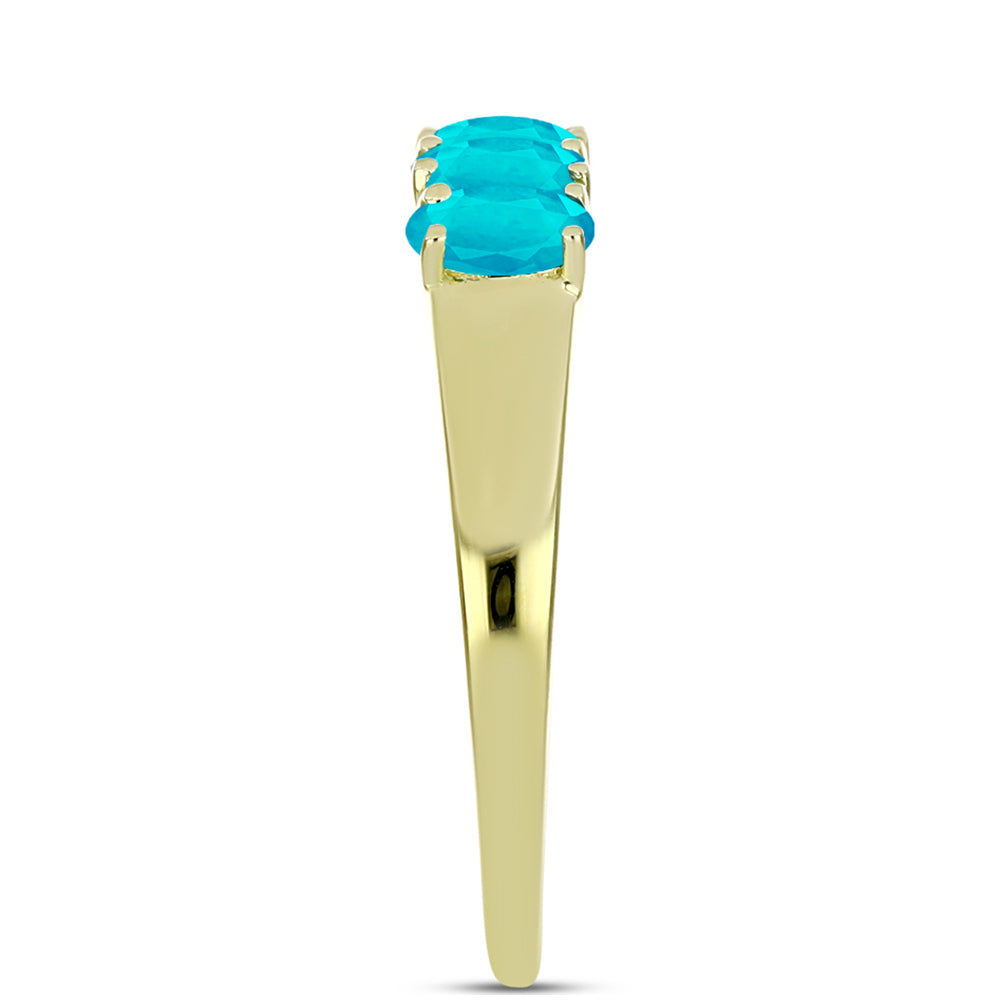 Goldplattierter Silberring mit blauem Jade