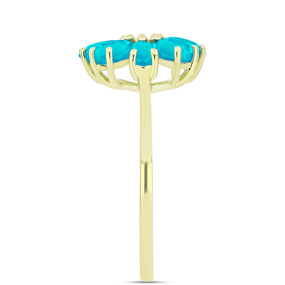 Goldplattierter Silberring mit blauem Jade und weißem Topas 4 