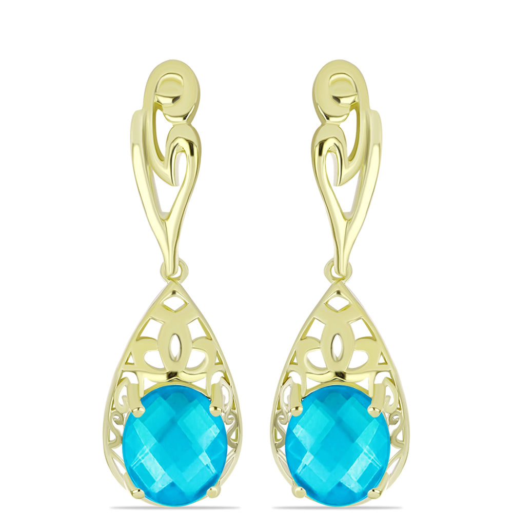 Goldplattierte Silberohrringe mit blauem Jade