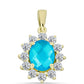 Goldplattierter Silberanhänger mit blauem Jade und weißem Topas
