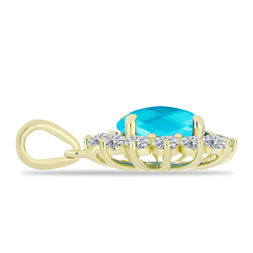 Goldplattierter Silberanhänger mit blauem Jade und weißem Topas 2 