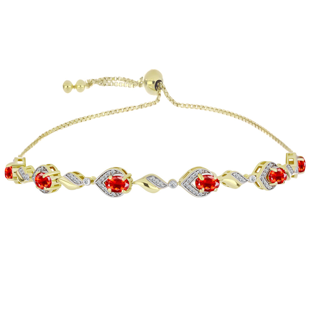 Goldplattiertes Silberarmband mit Feueropal aus Lega Dembi und weißem Topas 1 